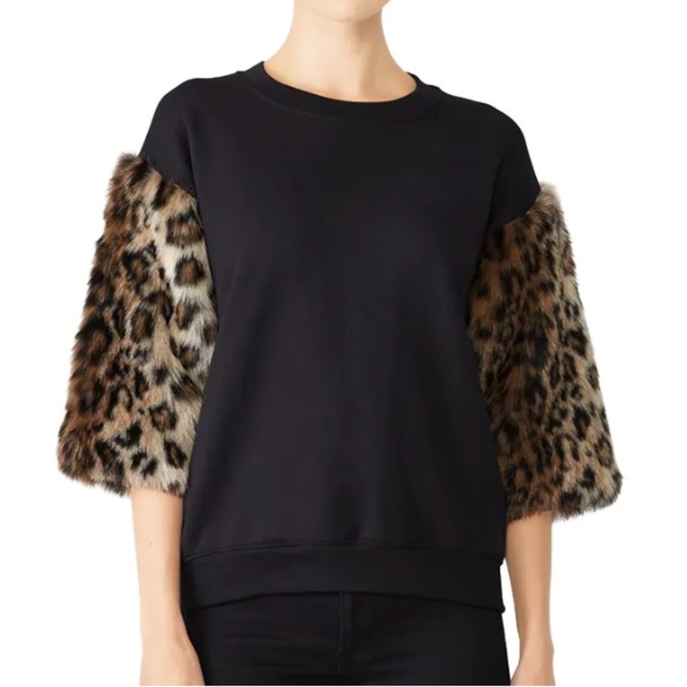 Harvey Faircloth Faux Leopard sleeve sweatshirt